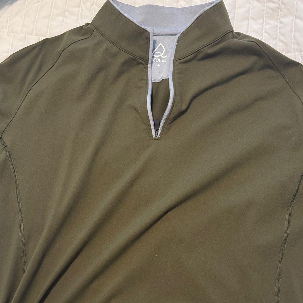 Deolax Olive Green Quarter-Zip Pullover